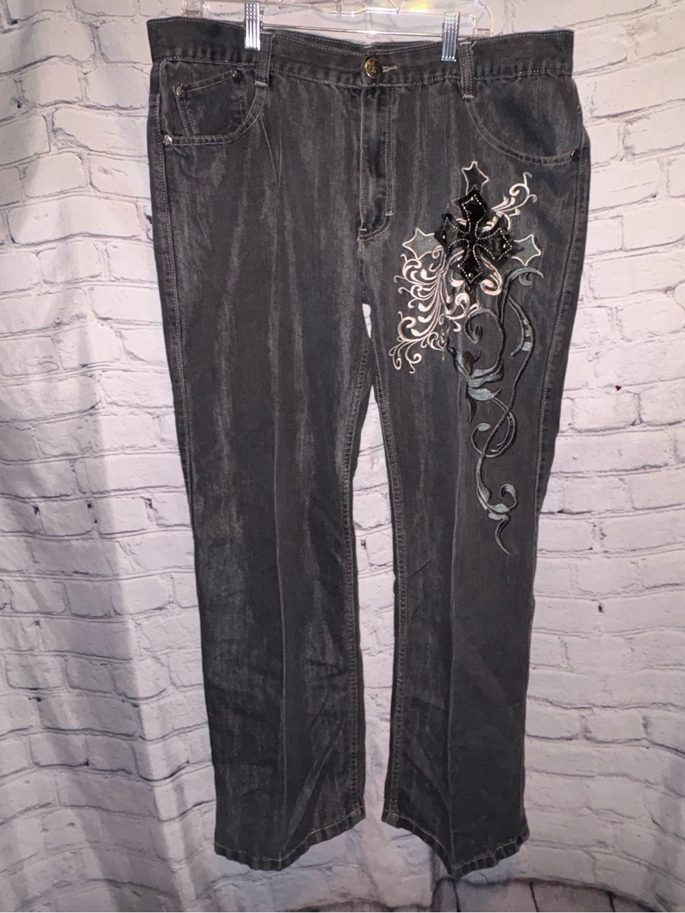 Delf Trading Imperious Jeans Men’s 40x32 Embroidered Gothic Y2K Punk Skater